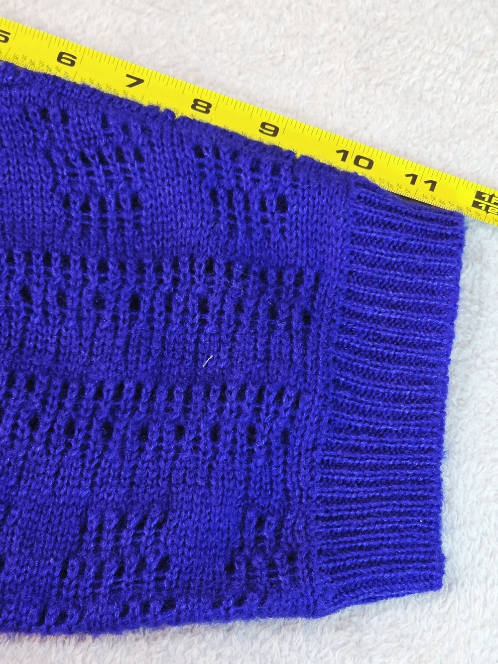 Chico's Sz 3 (16/XL) Cobalt Blue Pointelle Knit Dolman Sleeve Sweater - Picture 9 of 9
